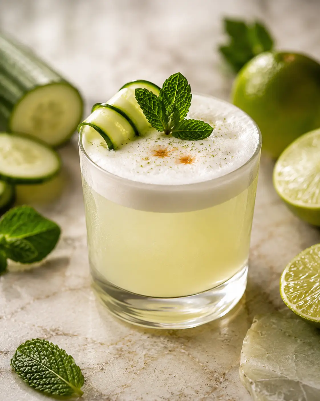 Pisco Sour pepino y lima